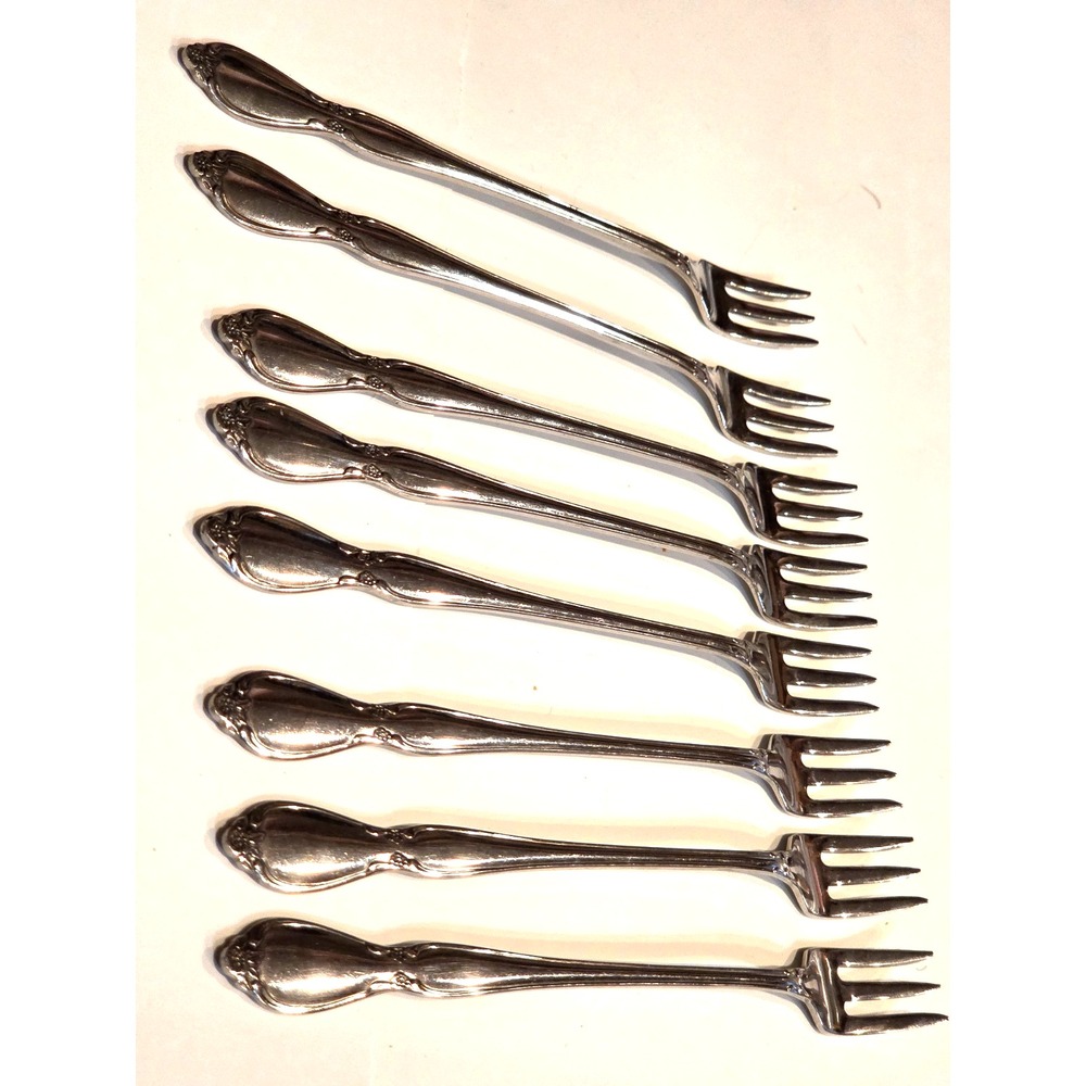 Lot Of 8 Oneida Community CHATELAINE Stainless Cocktail/Seafood Forks Flatware